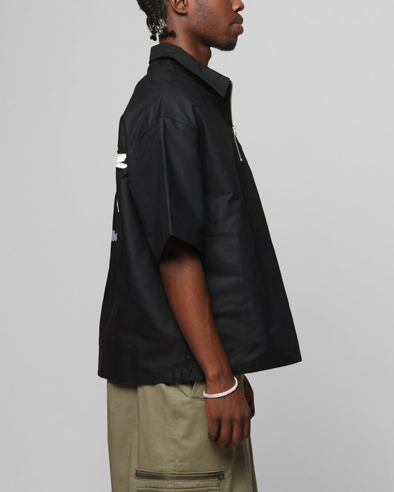 Loiter Rodeo Quarter Zip Up Shirt Black