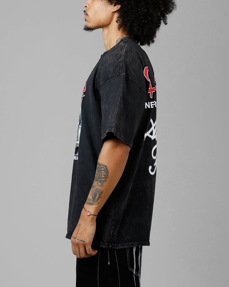 Loiter Always And Forever T-Shirt Black Acidwash