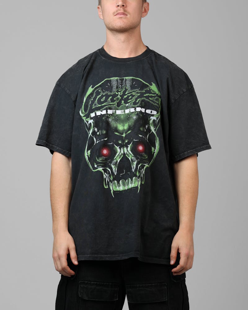 Loiter Inferno Drop T-Shirt Black Acidwash