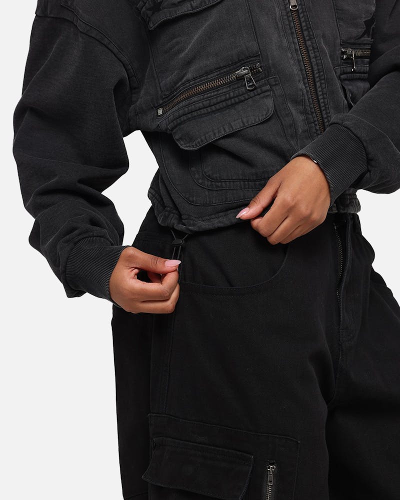 Loiter Women's Utility Cropped Hoodie Washed Black