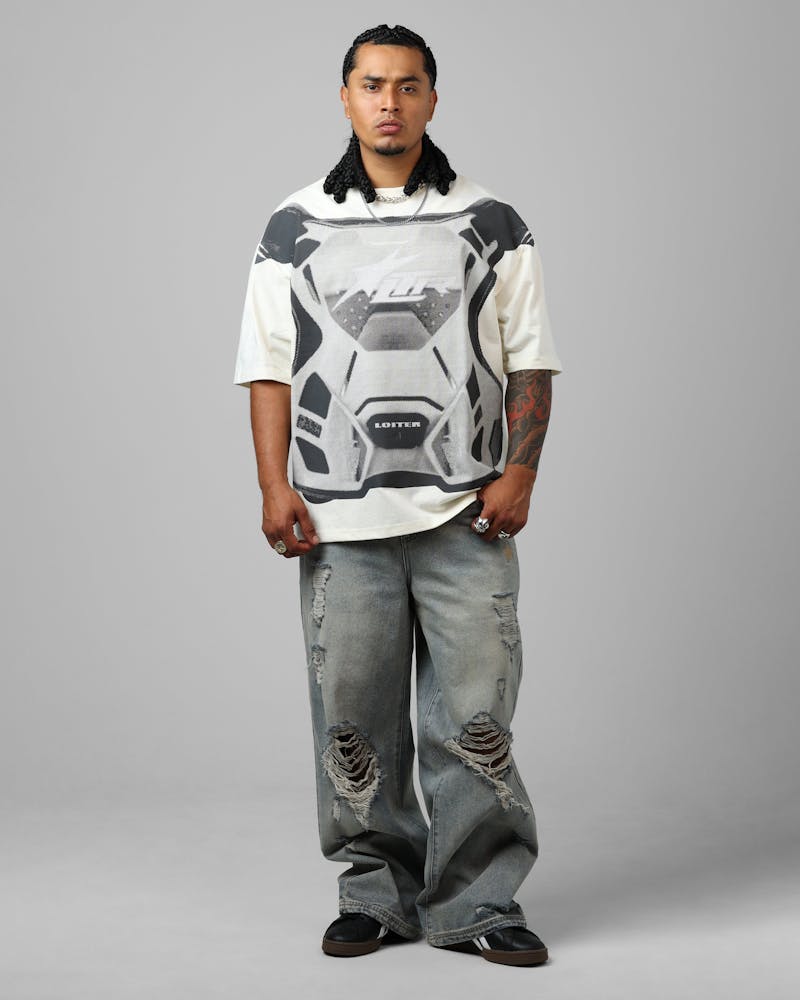 Loiter Motocross Vintage T-Shirt Off White/Grey