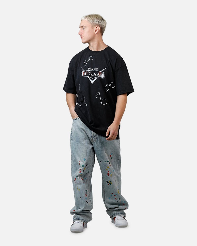 Goat Crew Disney And Pixar Cars DJ Vintage T-Shirt Black Acidwash