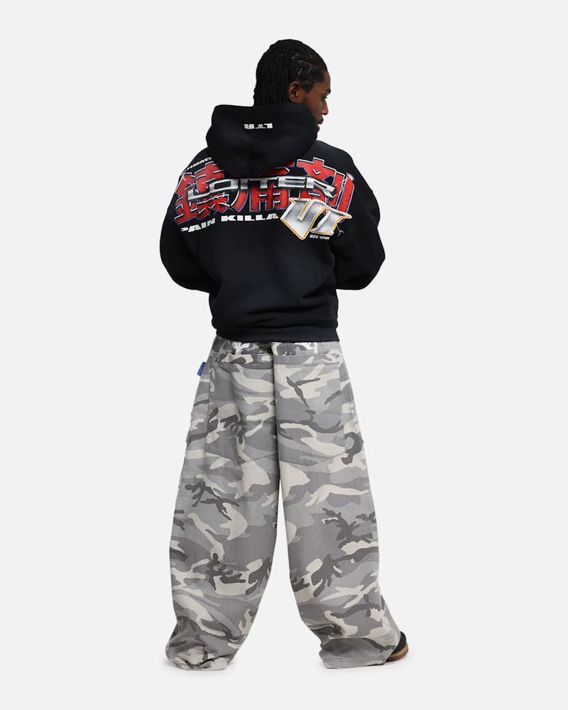 Loiter Fighter Zip Up Hoodie Washed Black