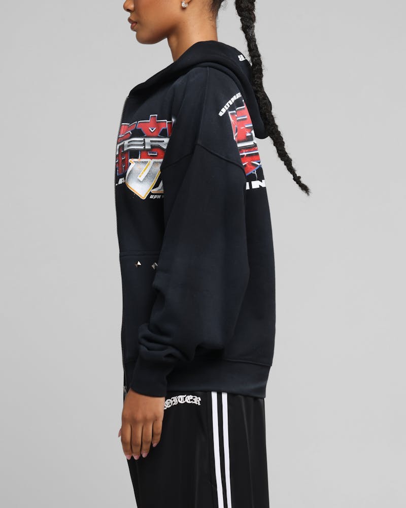 Loiter Fighter Zip Up Hoodie Washed Black