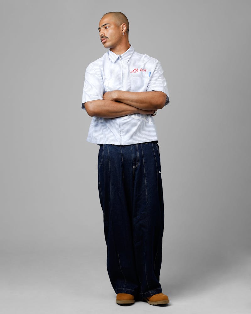 Loiter Chopper Work Shirt Blue/White