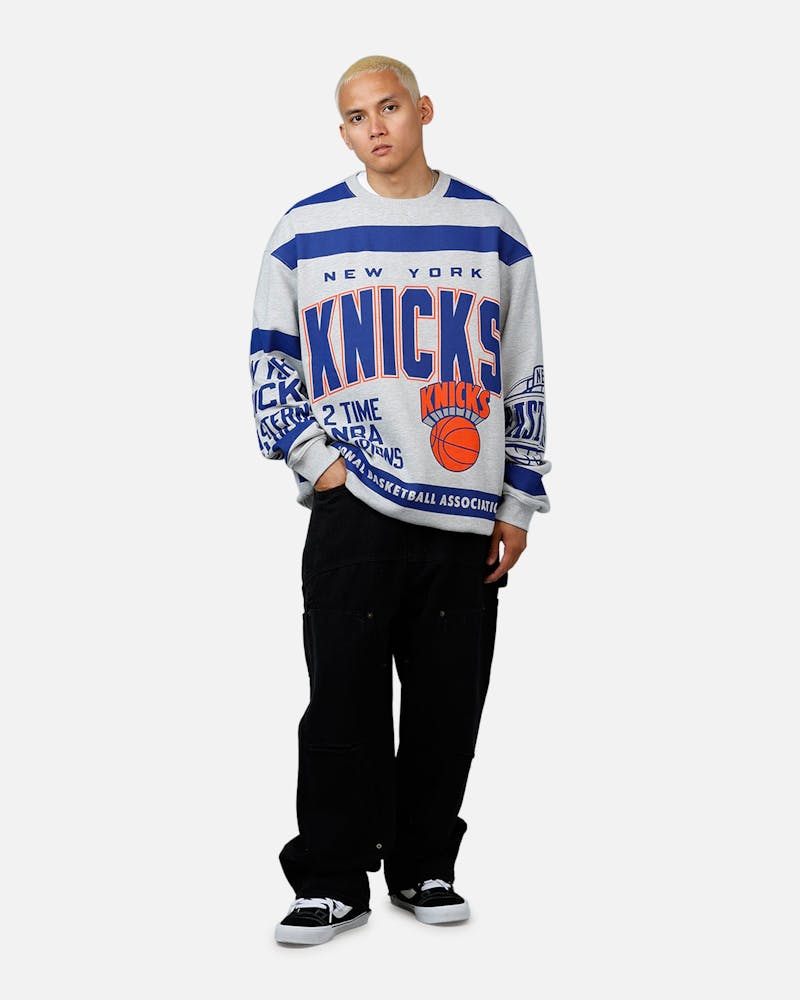 Mitchell & Ness New York Knicks Letterform Crewneck Grey Marle/Official Team Color