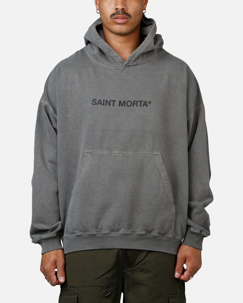Saint Morta Memoriam Boxy Hoodie Washed Charcoal