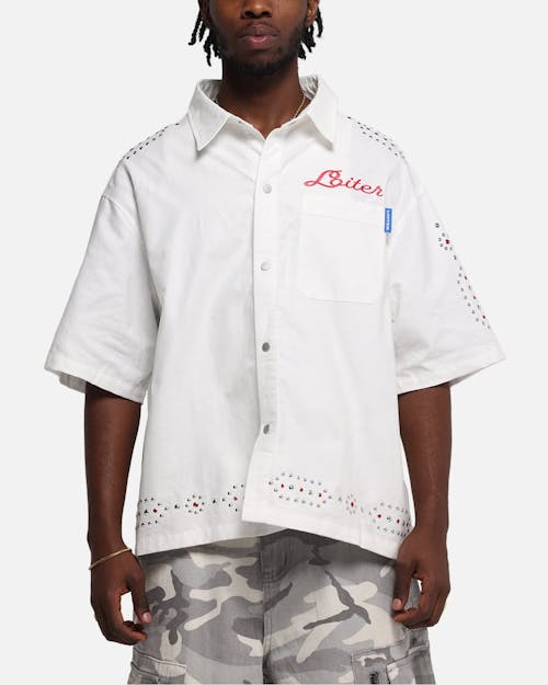 Loiter Scrap Book Button Up Shirt Off White