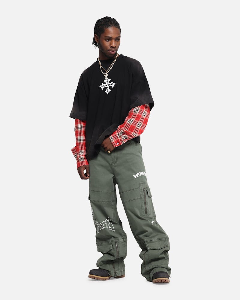 Loiter Layered Flannel T-Shirt Black/Red