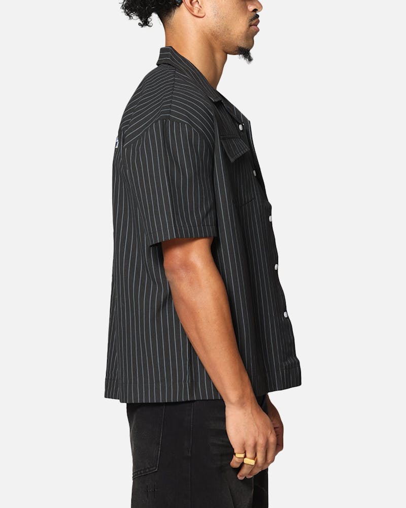 Saint Morta Gothic Pinstripe Button Up Shirt Black