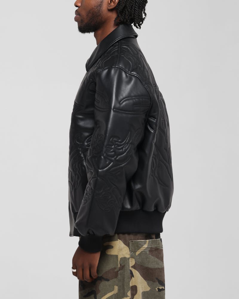 Loiter Fury Vegan Leather Jacket Washed Black