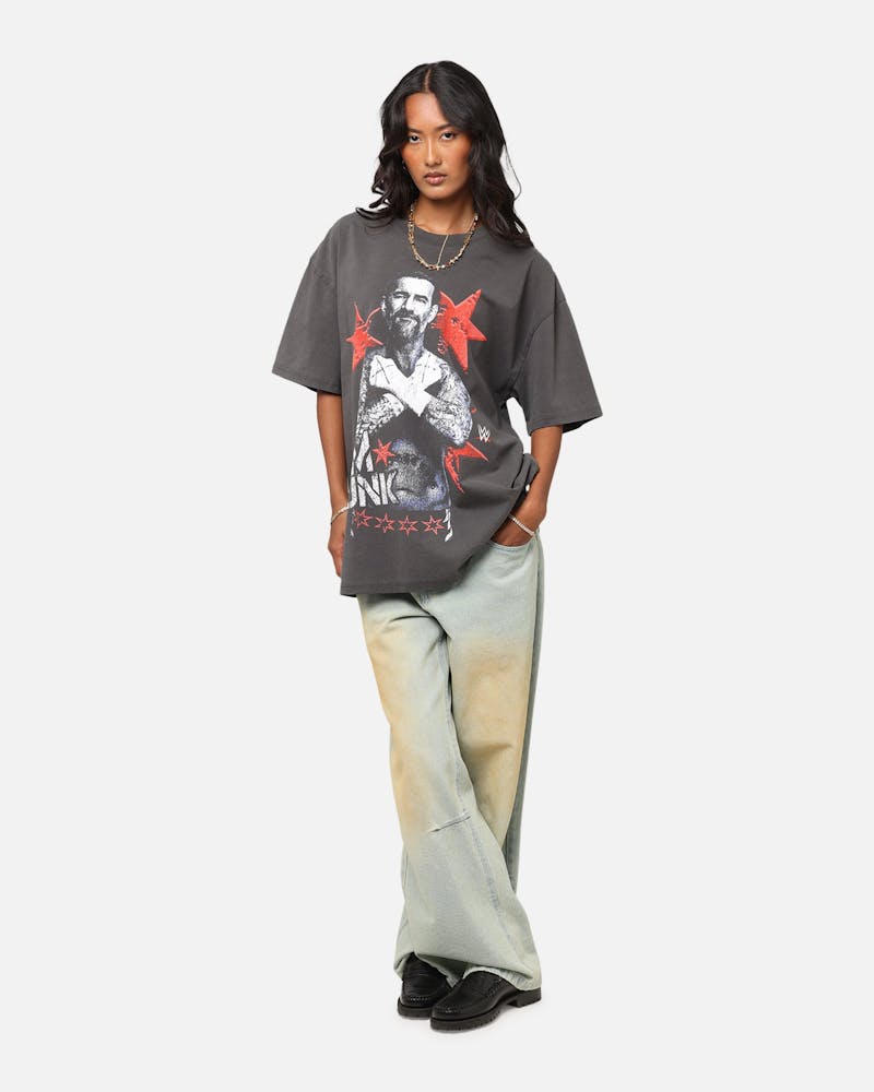 Culture Kings X WWE CM Punk Heavyweight T-Shirt Black Wash