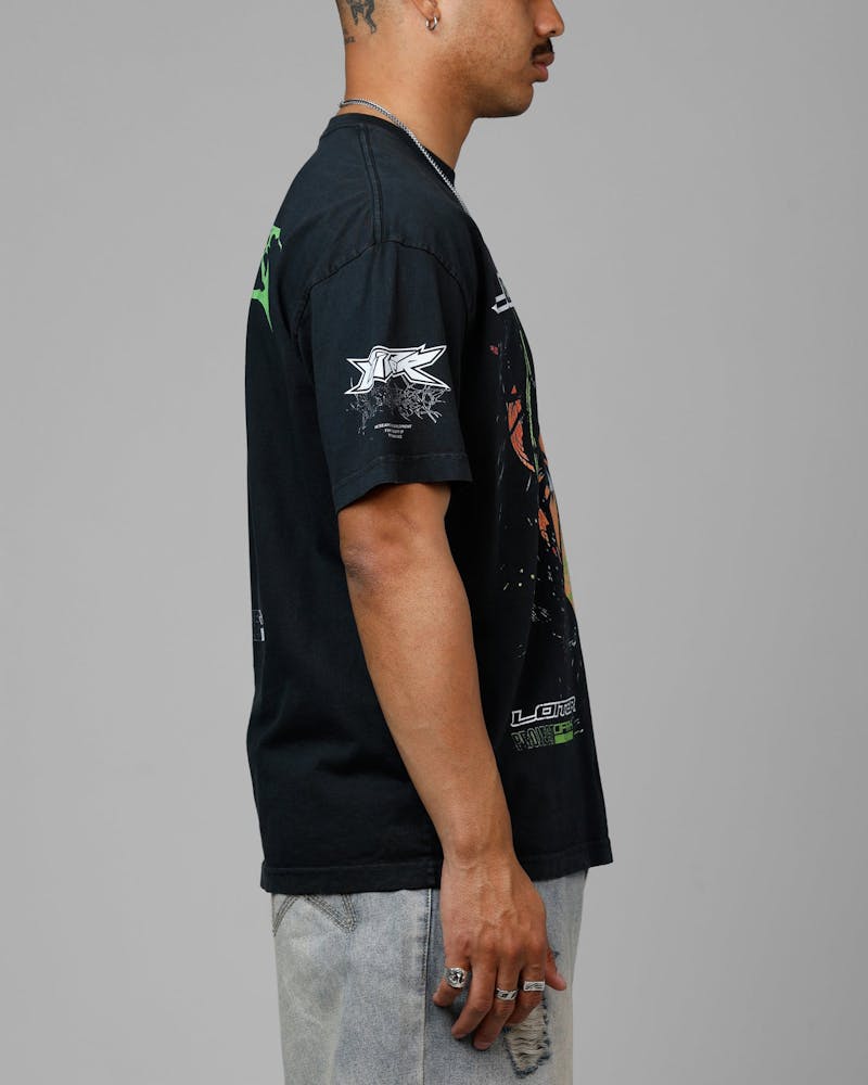 Loiter Project Dark Vintage T-Shirt Black Acidwash