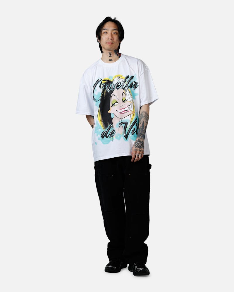 Goat Crew Disney Cruella De Vil Airbrush T-Shirt White