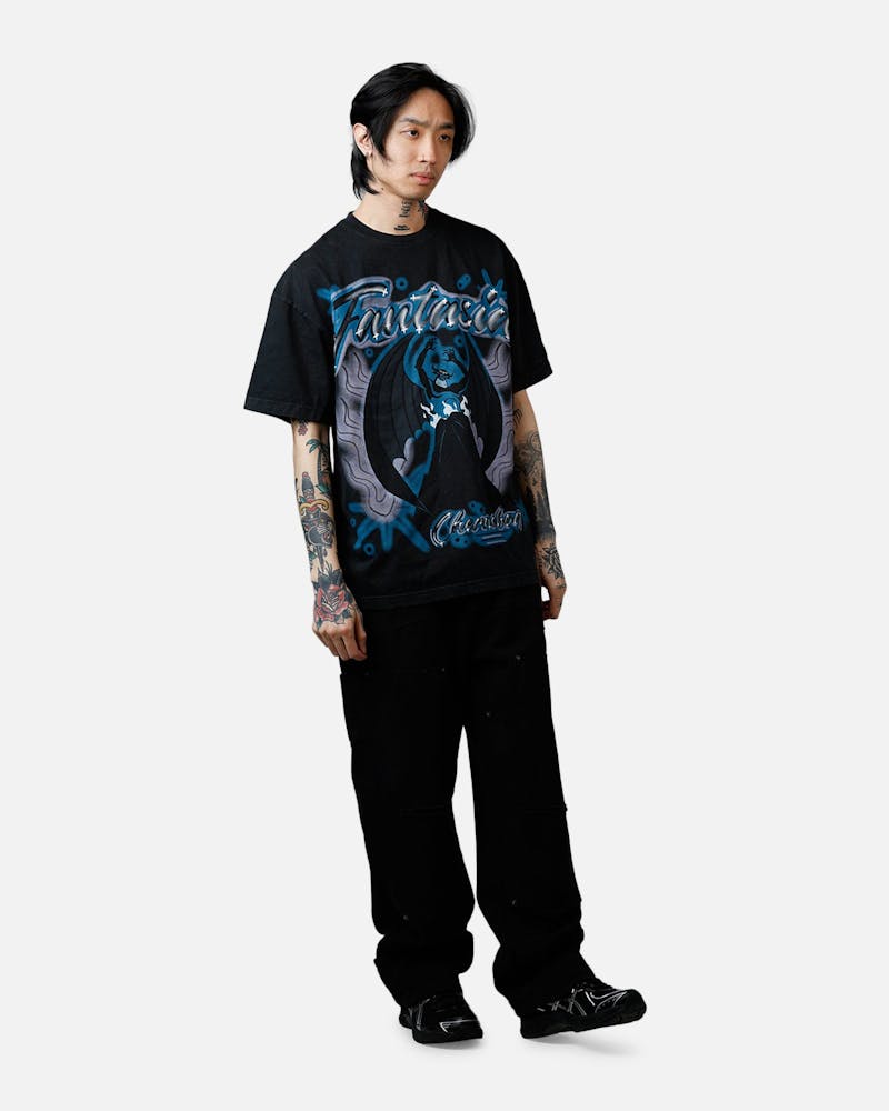 Goat Crew Disney Fantasia Chernabog Airbrush T-Shirt Black Acidwash