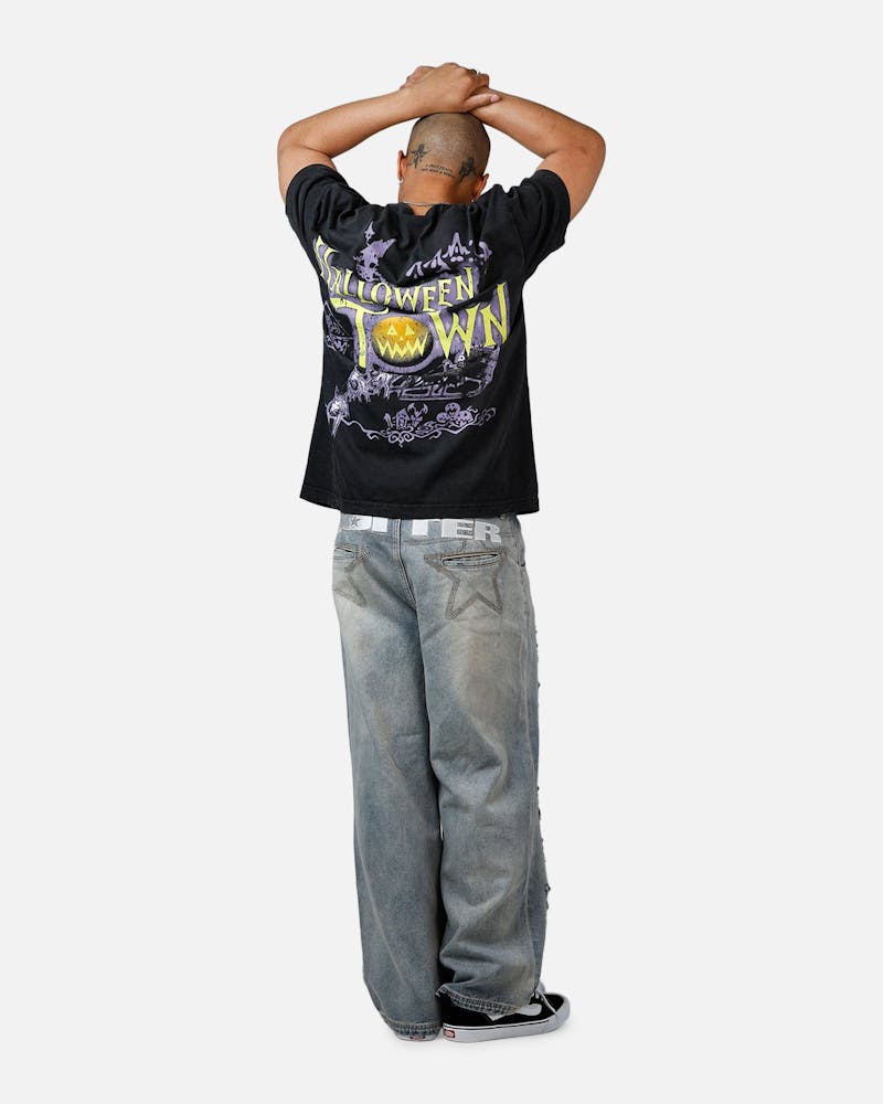 Goat Crew Disney Kingdom Hearts Halloween Town Heavyweight T-Shirt Black Acidwash