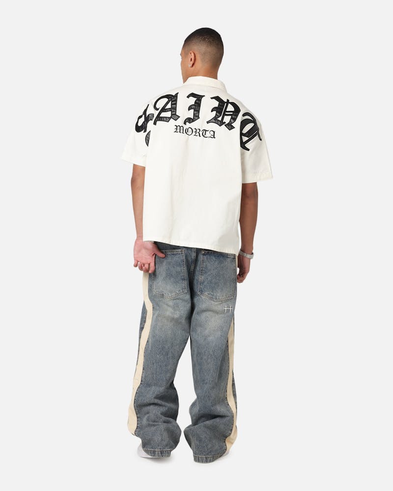 Saint Morta Gothic Noir Button Up Shirt White/Black
