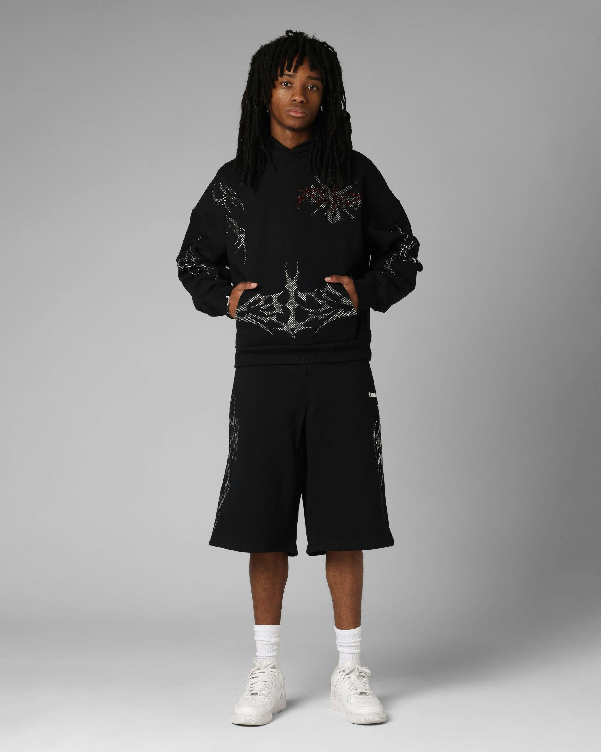 Loiter Opaque Rhinestone Premium Hoodie Black