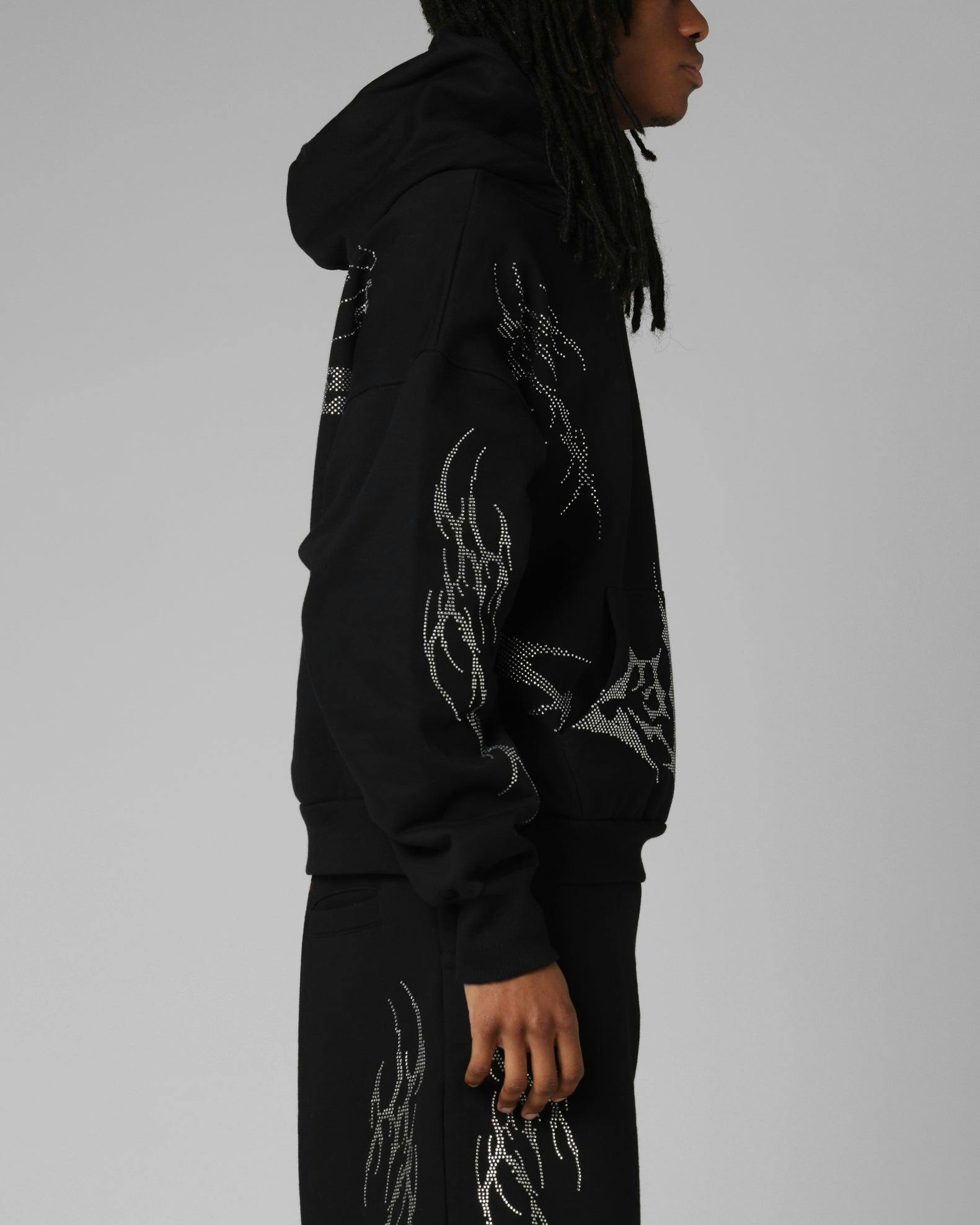 Loiter Opaque Rhinestone Premium Hoodie Black