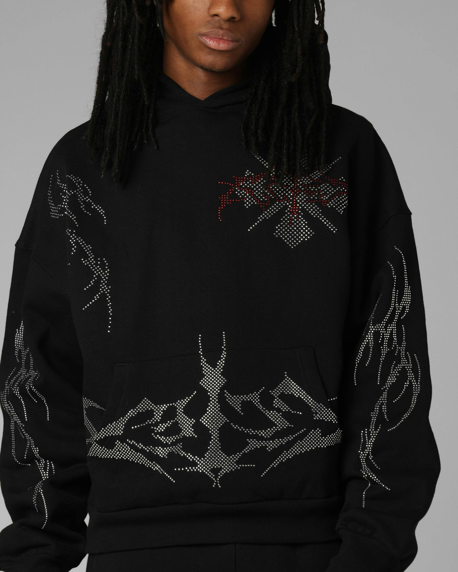 Loiter Opaque Rhinestone Premium Hoodie Black
