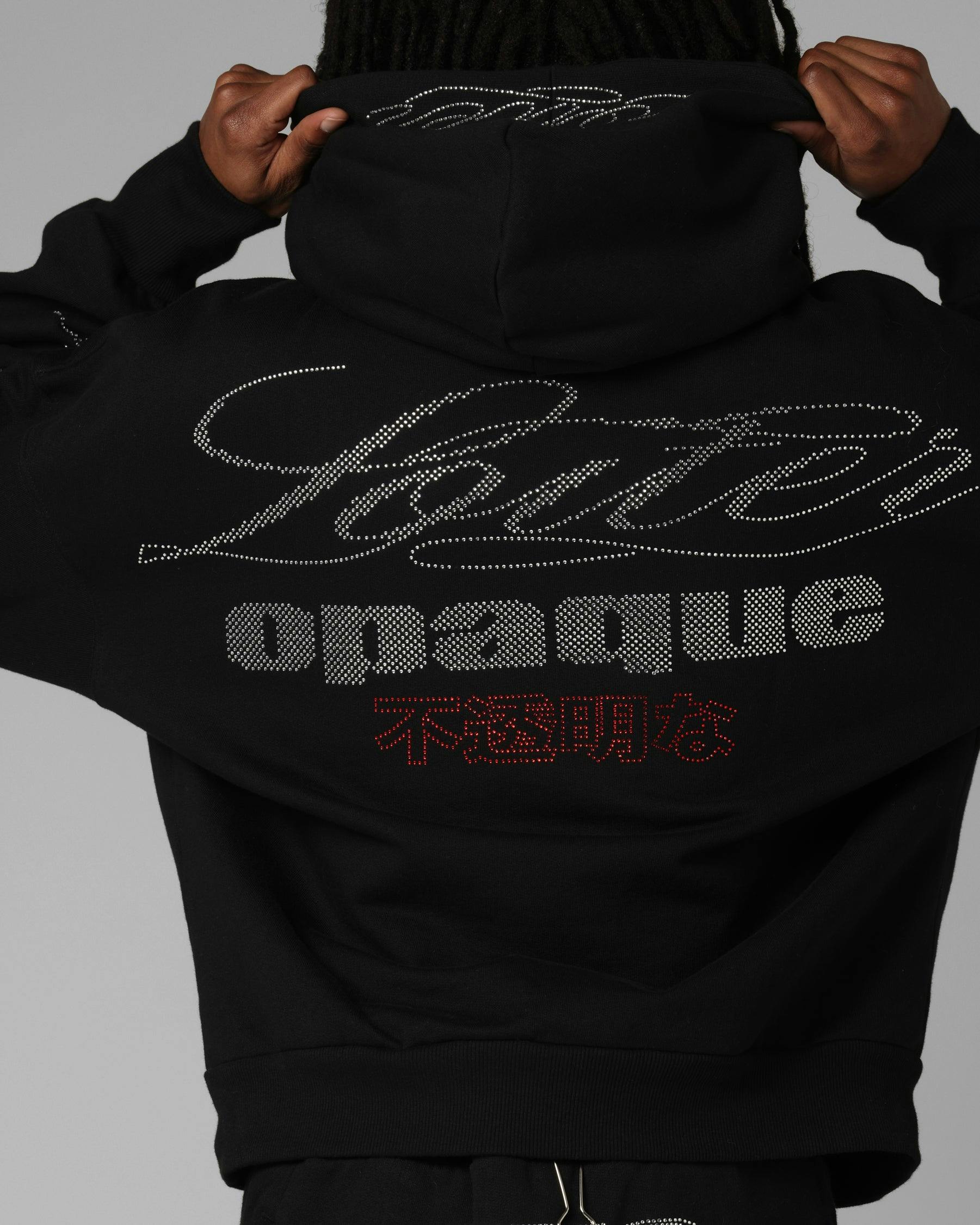 Loiter Opaque Rhinestone Premium Hoodie Black