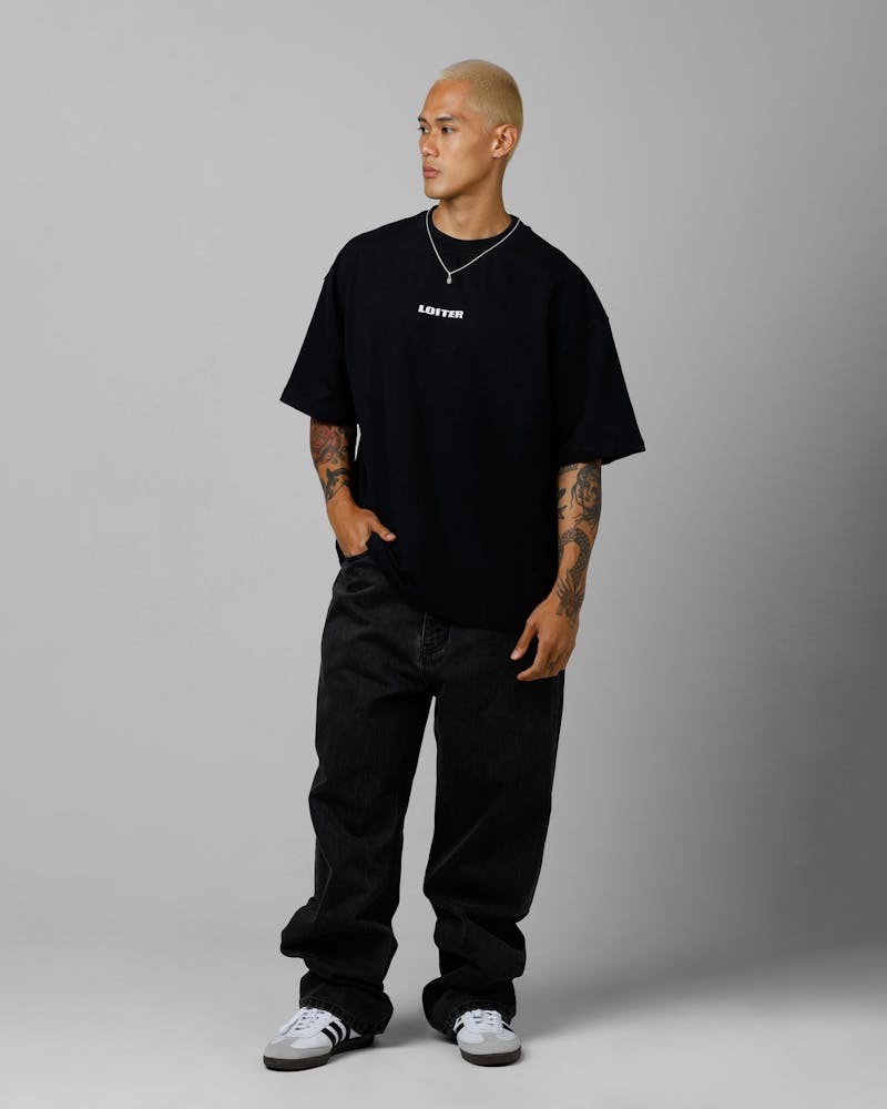 Loiter Script Boxy T-Shirt Black