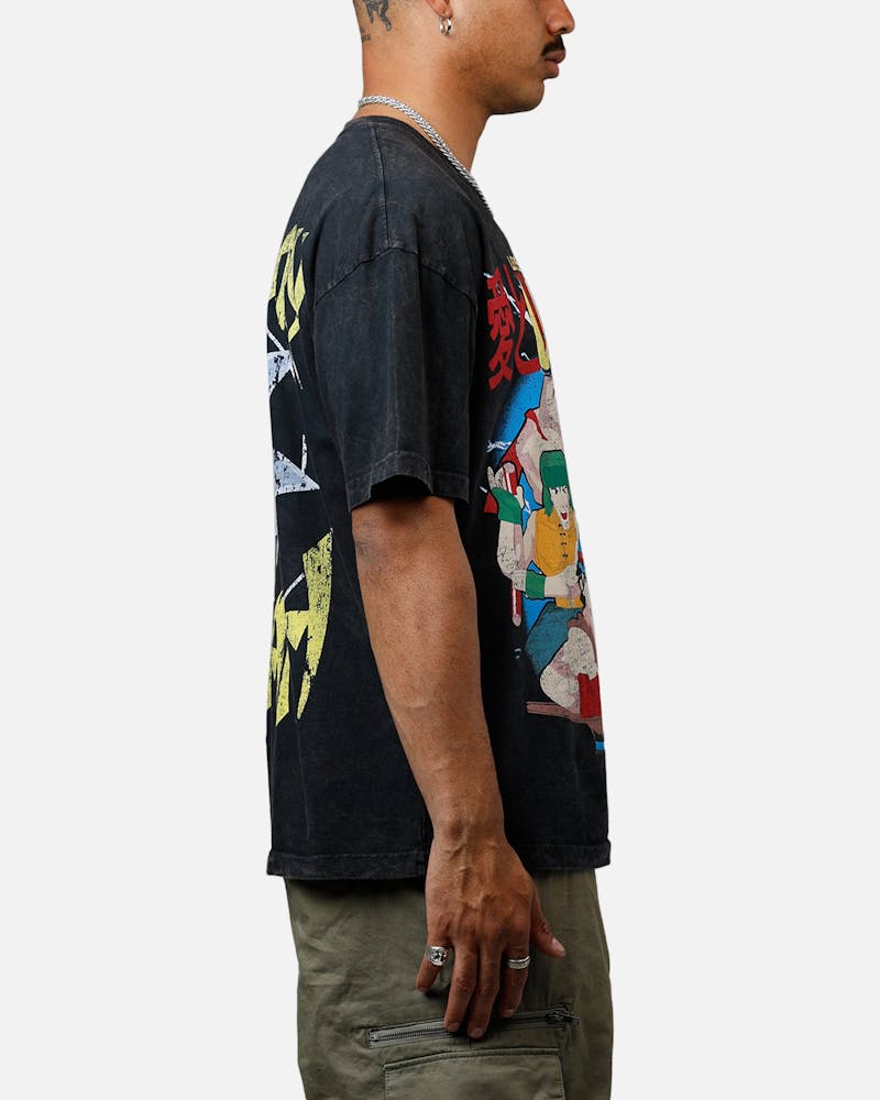 73 Studio x South Park Lets Fighting Love Heavyweight T-Shirt Black Acidwash