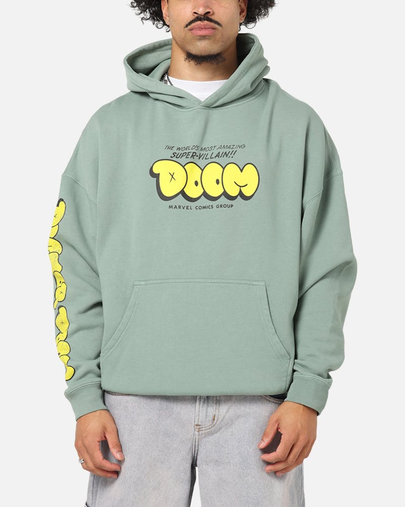 73 Studio Marvel Fantastic Four Doctor Doom Villain Hoodie Washed Green