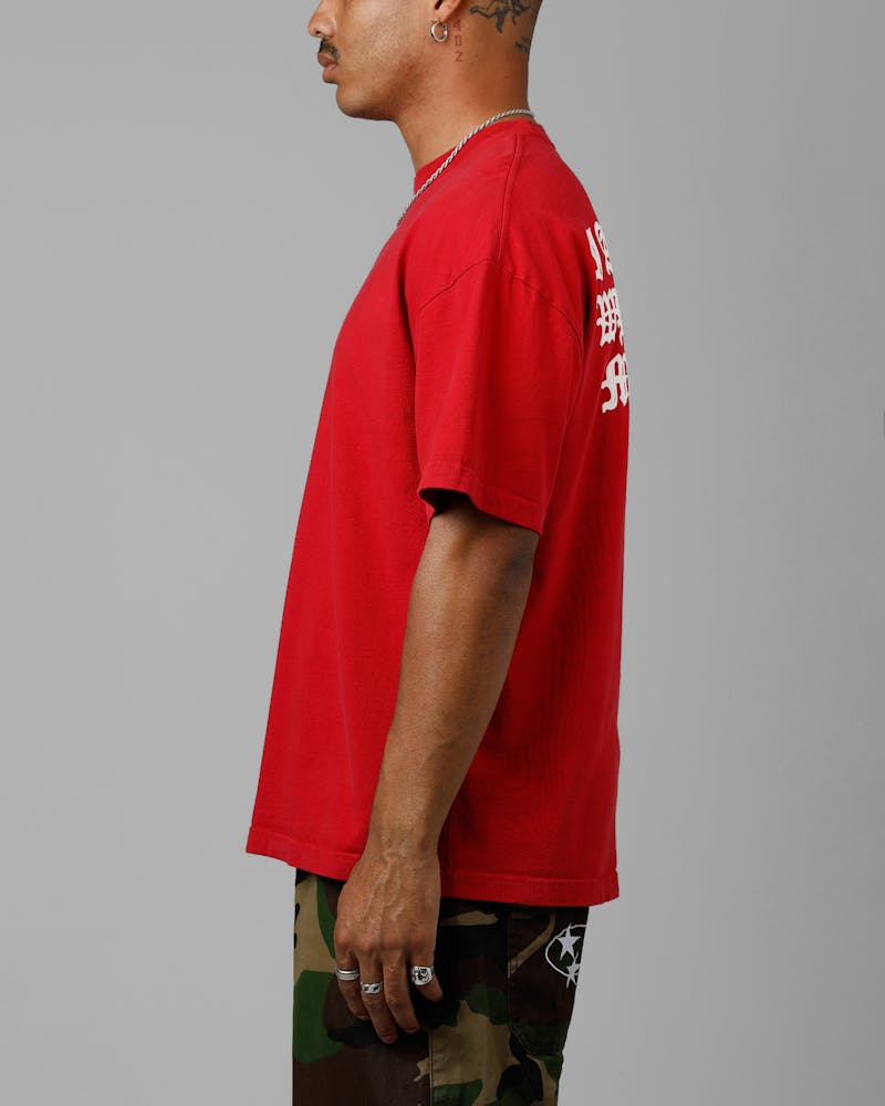 Loiter Made Me Puff Print T-Shirt Red