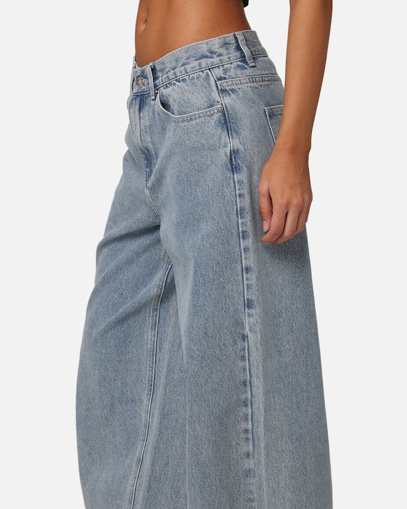 XXIII Women's Wide Leg Cut Hem Jeans Light Denim