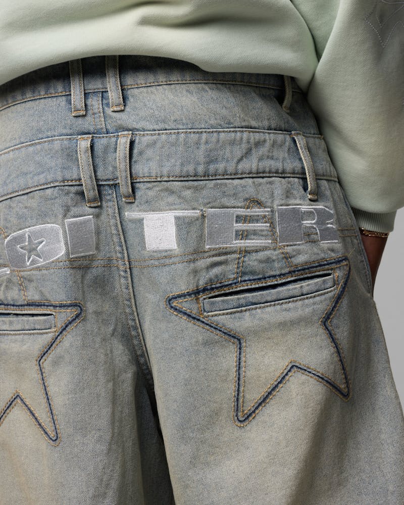 Loiter Star Layered Jeans Washed Blue