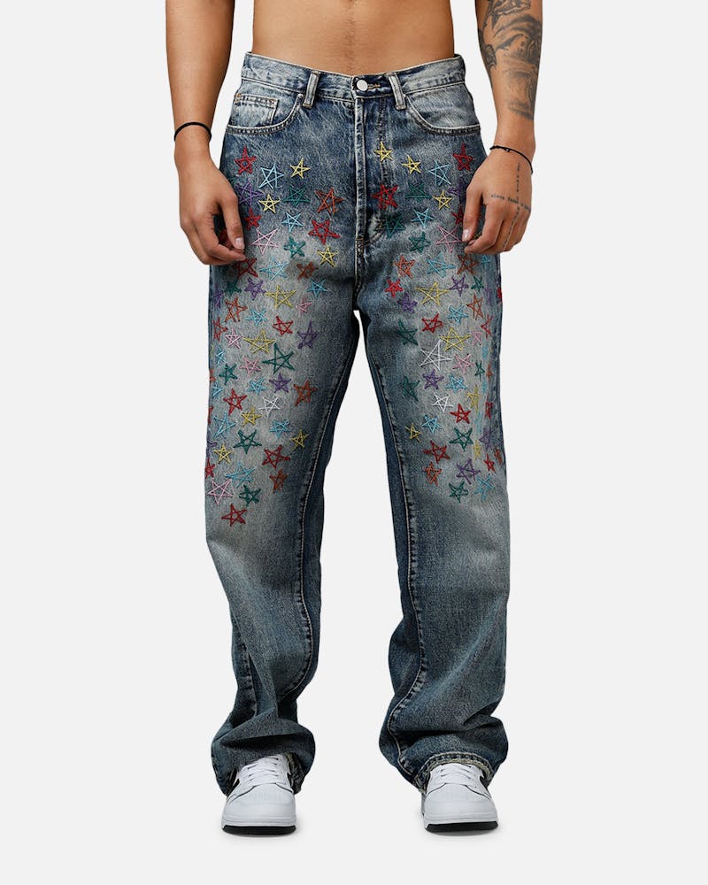 MNML Ultra Baggy Star Denim Jeans Vintage Blue