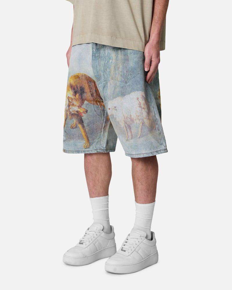 MNML Sheep Hounded Denim Shorts Multi