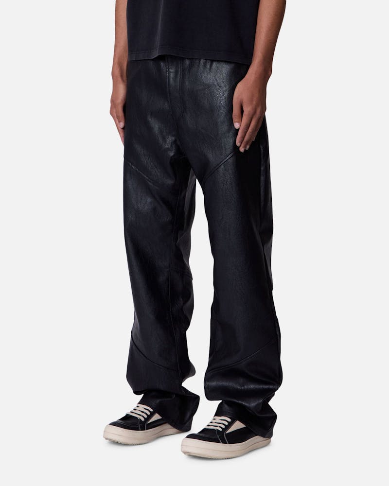 MNML Ultra Baggy Vegan Leather Pants Black
