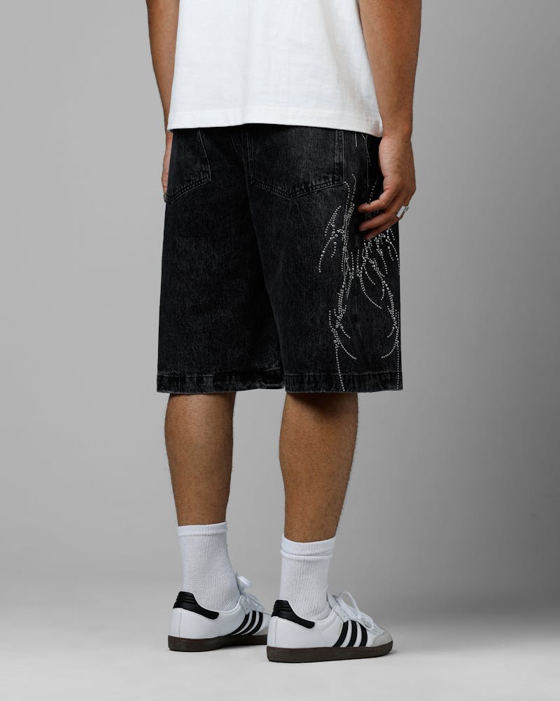 Loiter Goth Clique Jorts Black