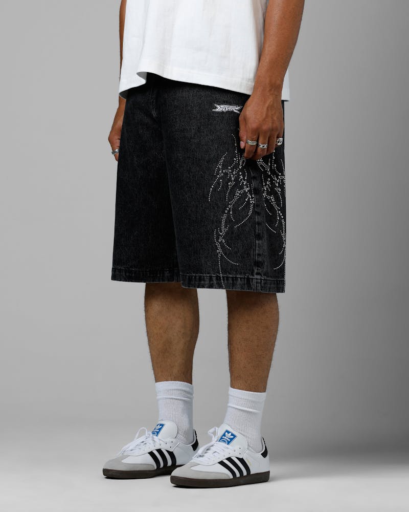 Loiter Goth Clique Jorts Black
