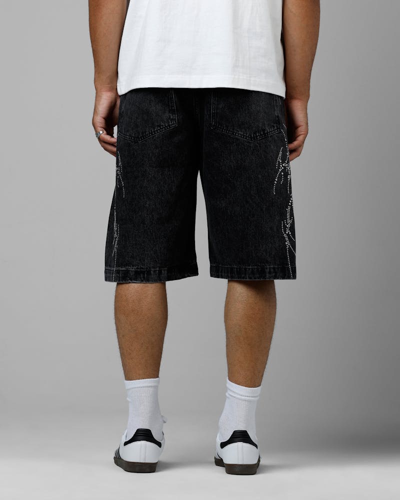 Loiter Goth Clique Jorts Black