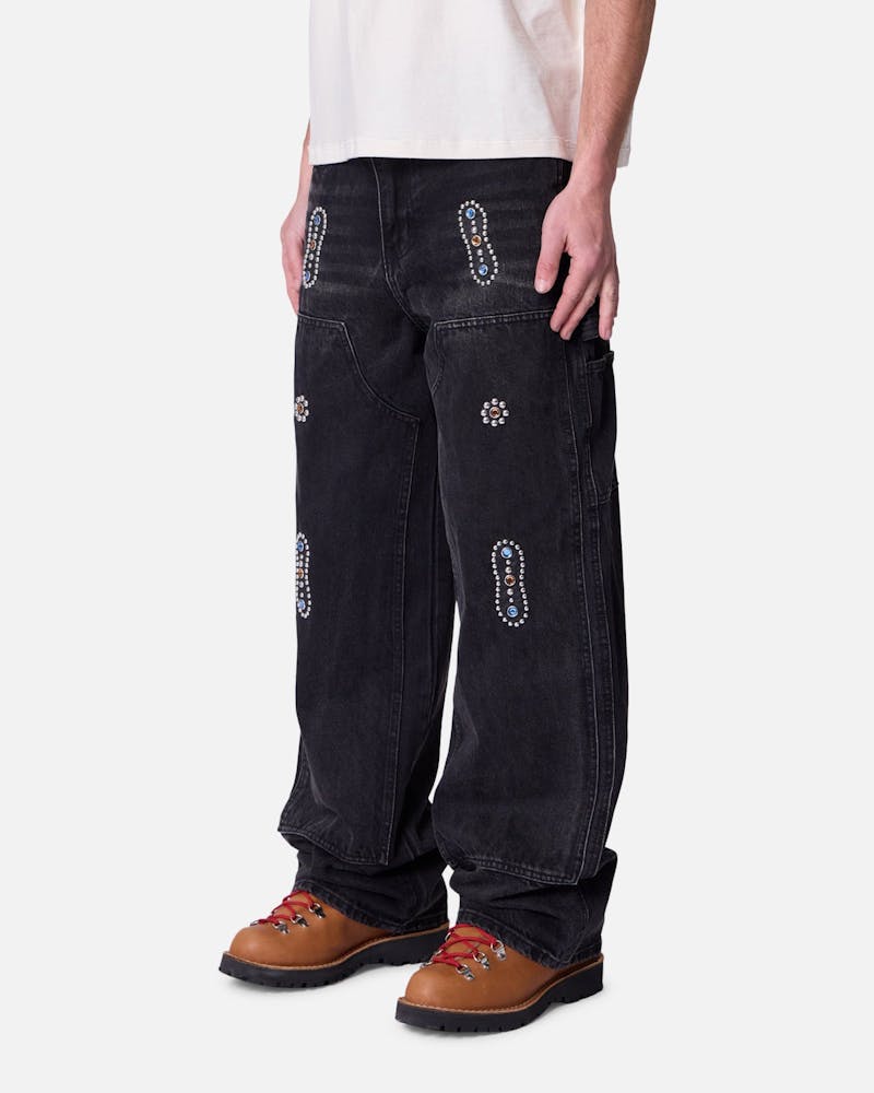 MNML Ultra Baggy Western Jewel Jeans Washed Black