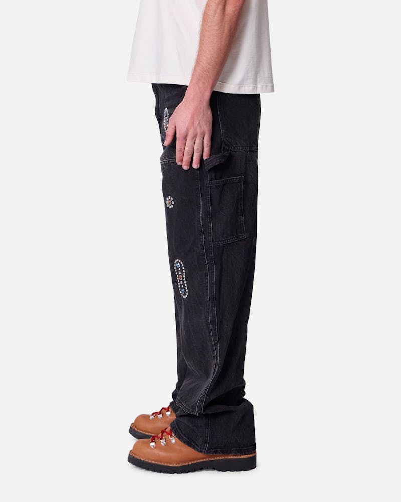 MNML Ultra Baggy Western Jewel Jeans Washed Black