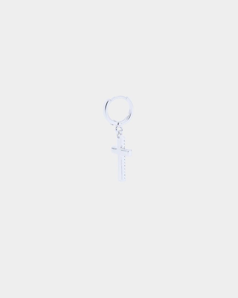 NXS Mini Cross Earring Iced White Gold