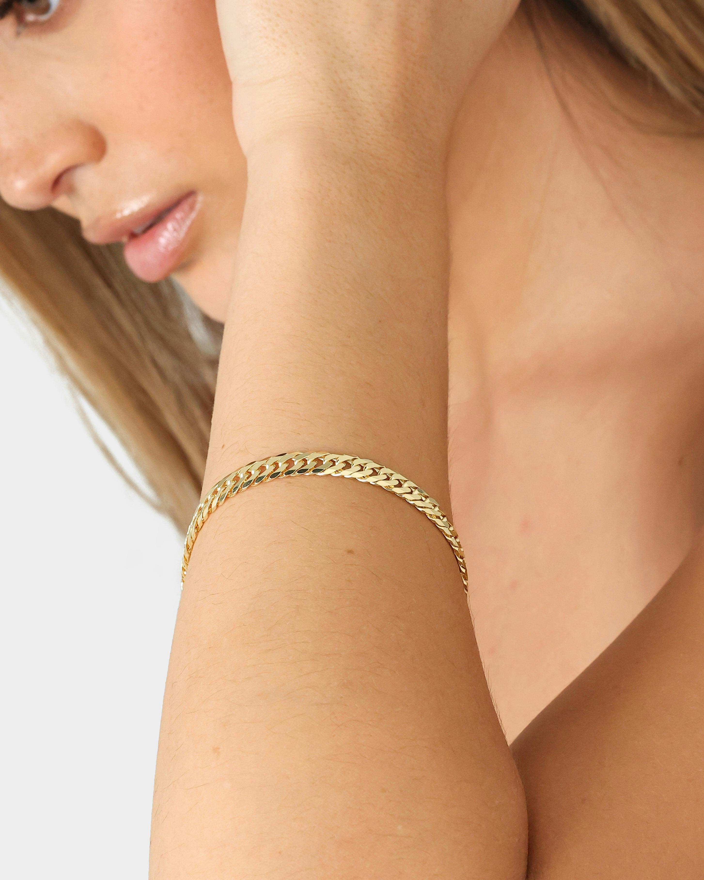 House Of Auric 6.4mm Double Curb Bracelet 18k Gold Vermeil