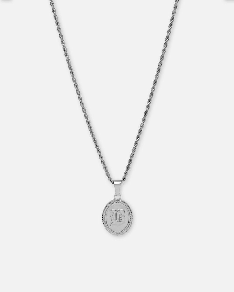 NXS Vintage Letter Necklace White Gold