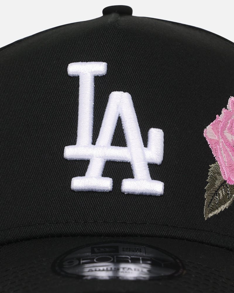 New Era Los Angeles Dodgers 'Rose Embroidery' 9FORTY A-Frame Snapback Black/Pink