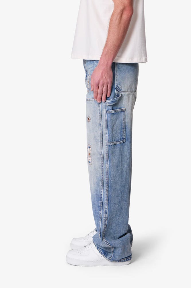 MNML Ultra Baggy Western Jewel Jeans Blue