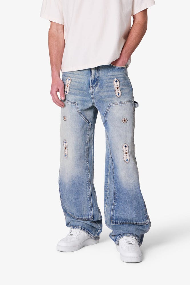 MNML Ultra Baggy Western Jewel Jeans Blue