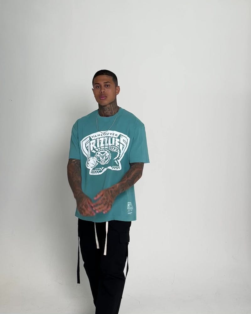 Mitchell & Ness Memphis Grizzlies XL Logo One Colour T-Shirt Faded Teal thumbnail - 1