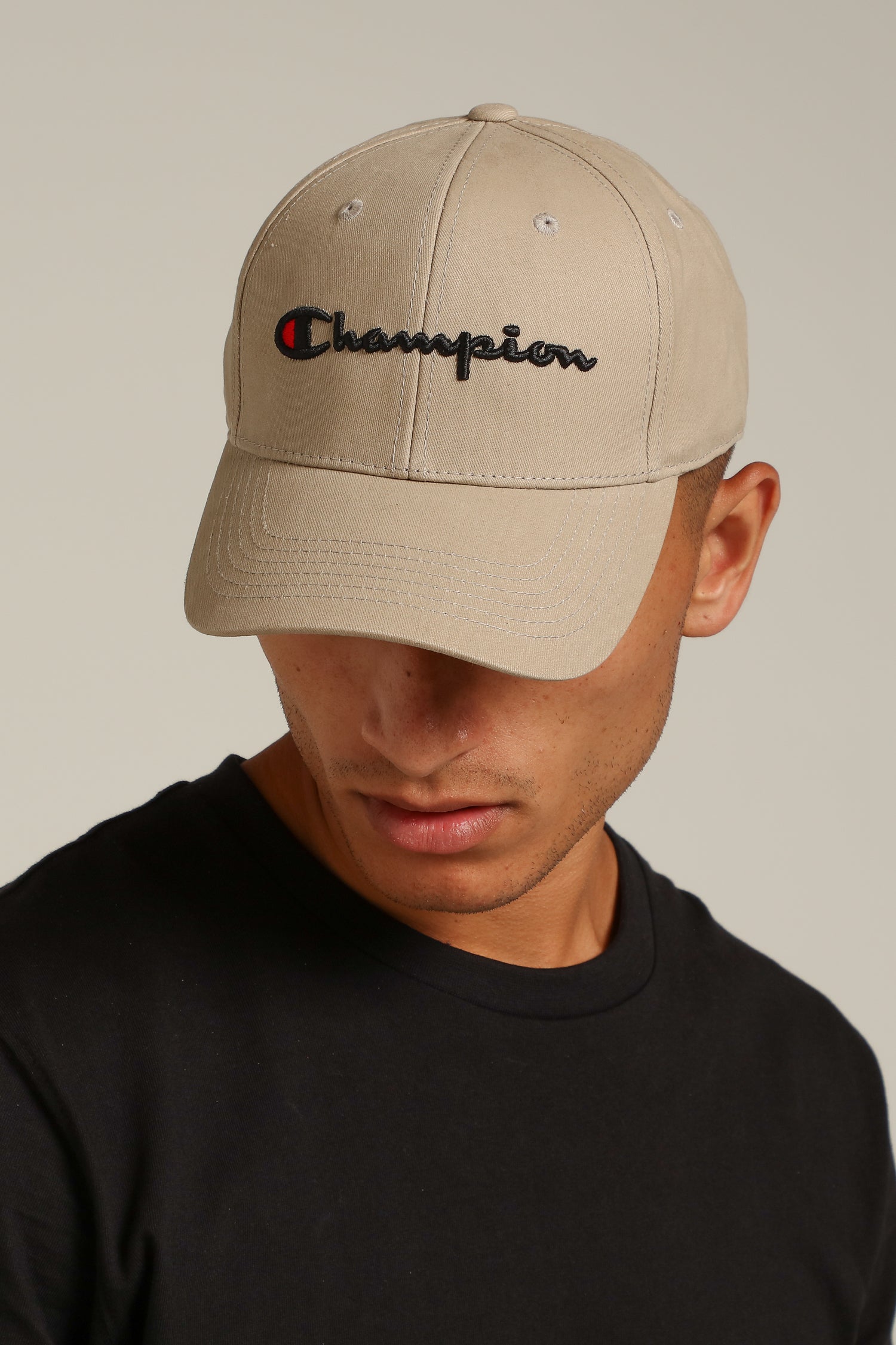 beige champion hat