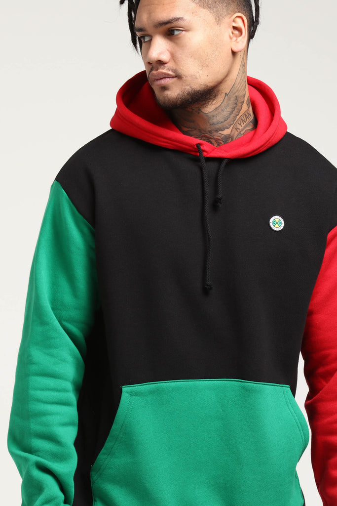 red black and green hoodie