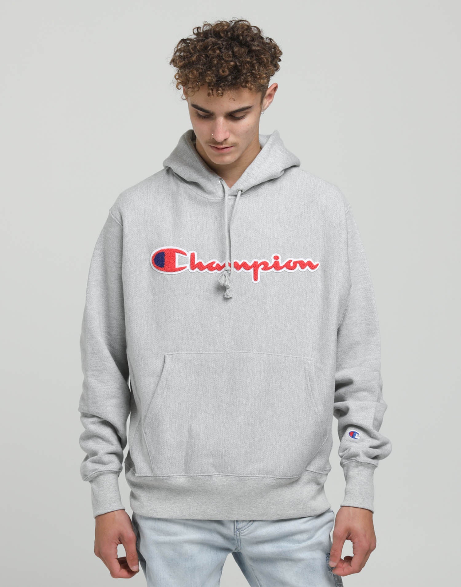 red blue grey champion hoodie
