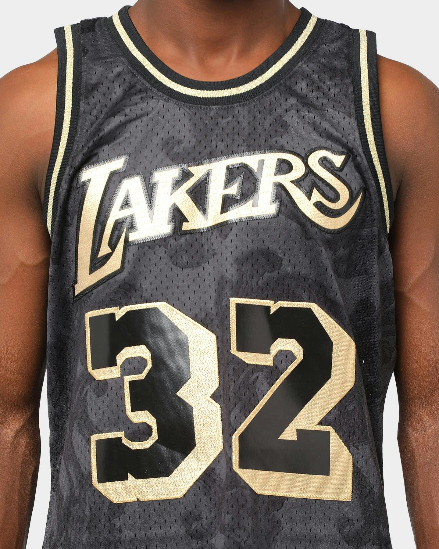 Mitchell Ness Los Angeles Lakers Magic Johnson 32 Gold Toile Swingman Jersey Black Gold Culture Kings Us